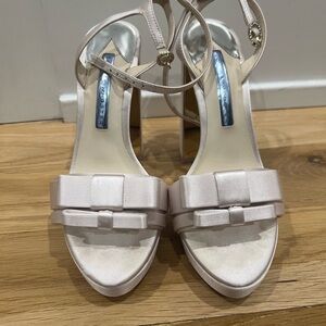 Sophia Webster Satin Bridal Platform Heels with Bows